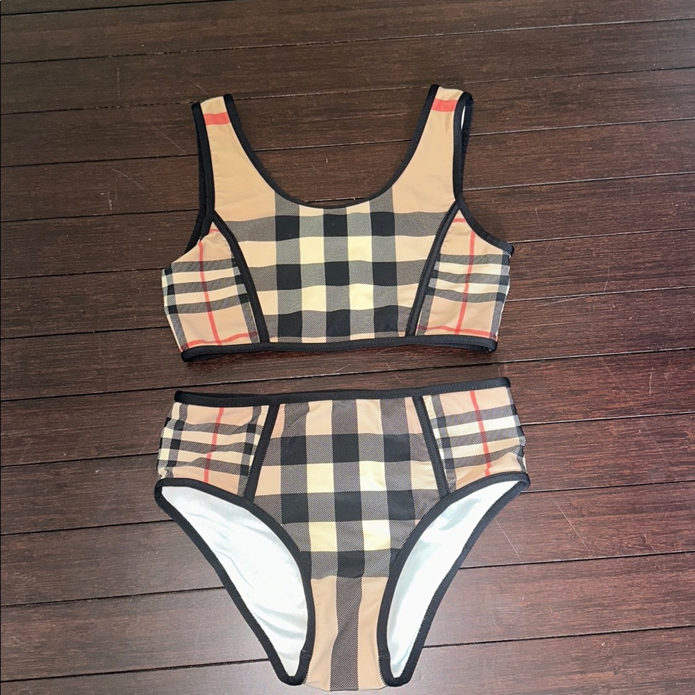 Burberry Kids Plaid Bikini - Beige and Black